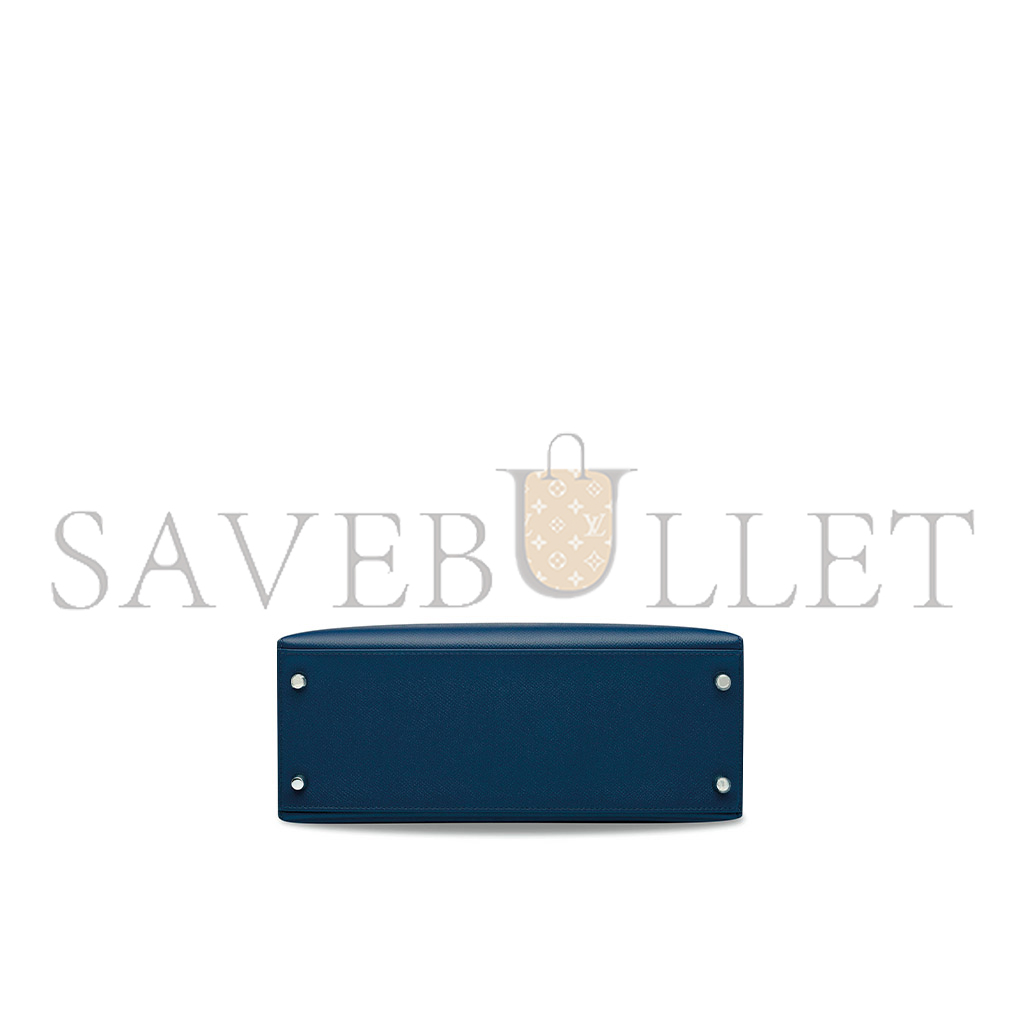 HERMÈS AN INDIGO KELLY 25 WITH PALLADIUM HARDWARE (25*17*7cm)